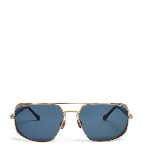 Shield Aviator Sunglasses in Gold .